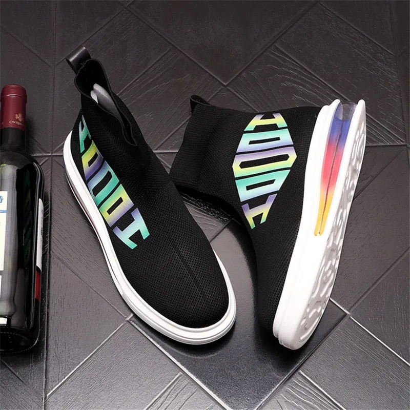 Ombre Letter Printed Colorful Platform Sneakers