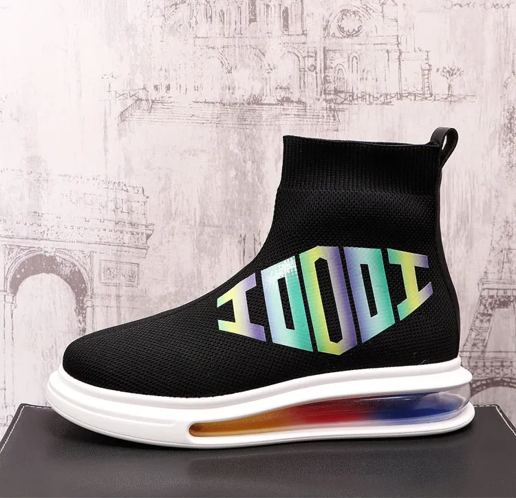 Ombre Letter Printed Colorful Platform Sneakers