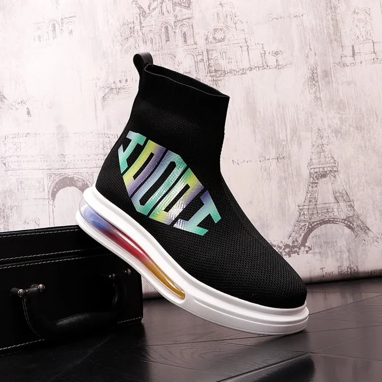 Ombre Letter Printed Colorful Platform Sneakers