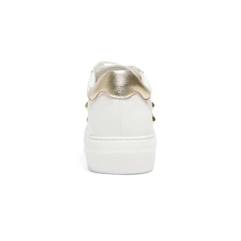 Portia Sneaker in White And Gold Leather