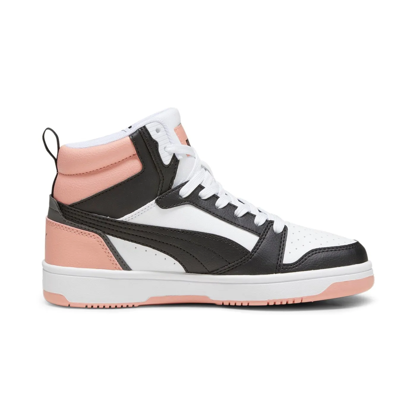 Puma Scarpa sneakers alta da ragazza Rebound v6 Mid 393831 07 bianco-nero-rosa