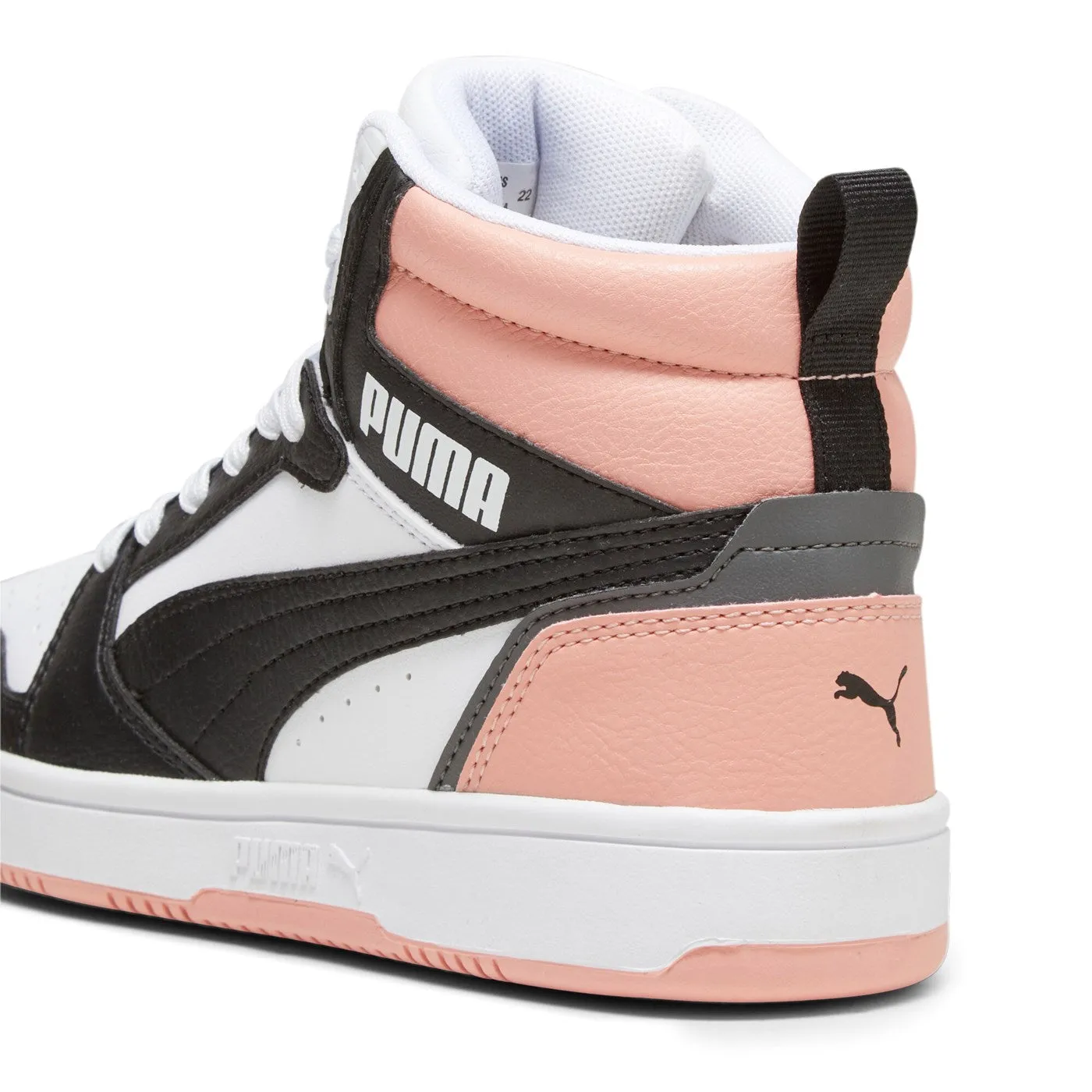 Puma Scarpa sneakers alta da ragazza Rebound v6 Mid 393831 07 bianco-nero-rosa