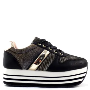 Qupid Trendy Metallic Accent Lace Up Platform Sneakers - Skywalk