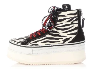 R13 Zebra Print High-Top Skater Platform Sneakers