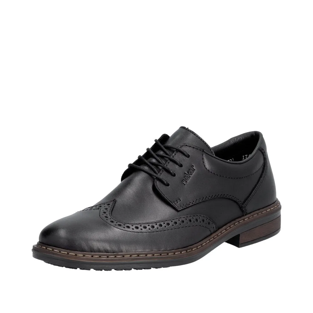 Rieker 17620-00 Mens Black Leather Lace Up Shoes