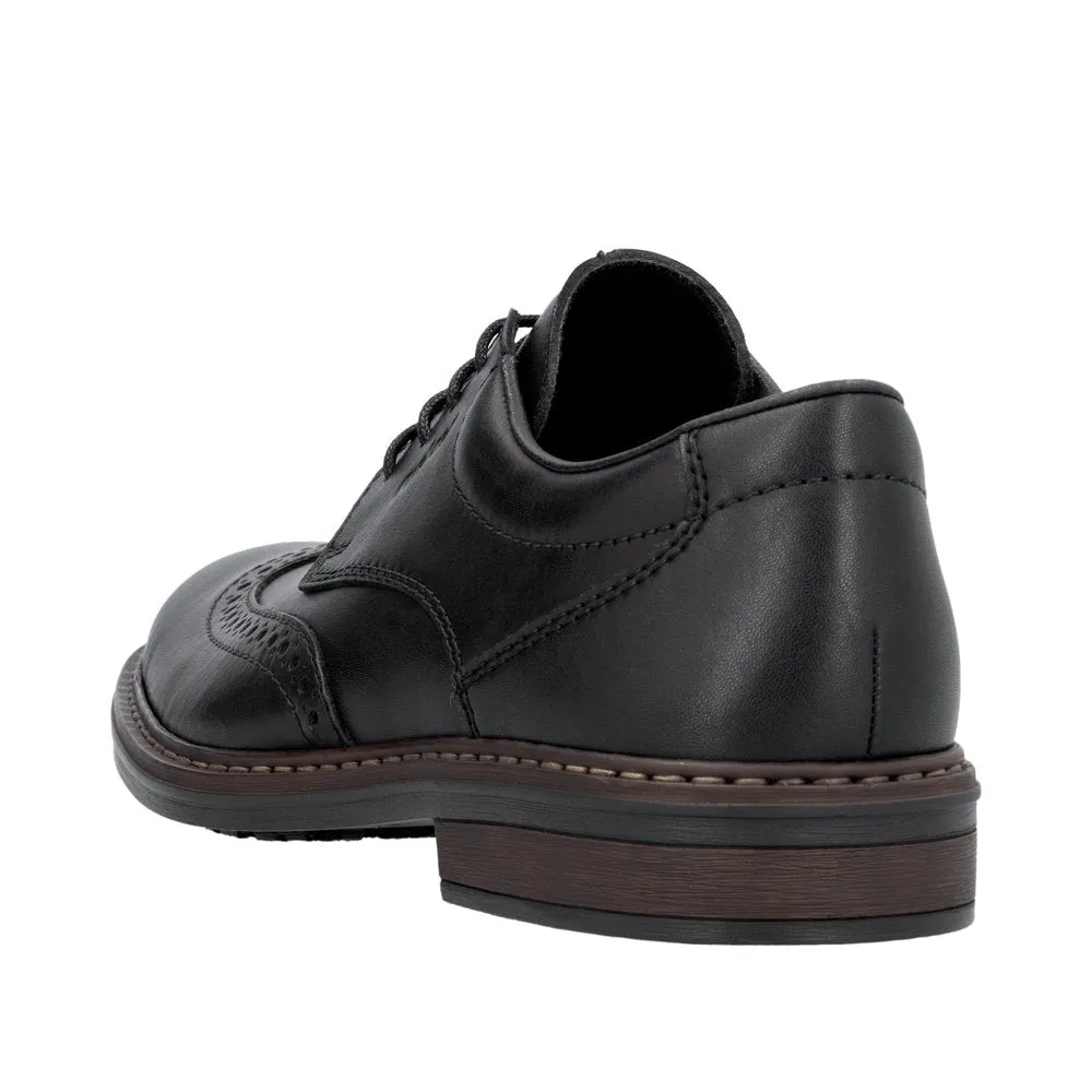 Rieker 17620-00 Mens Black Leather Lace Up Shoes