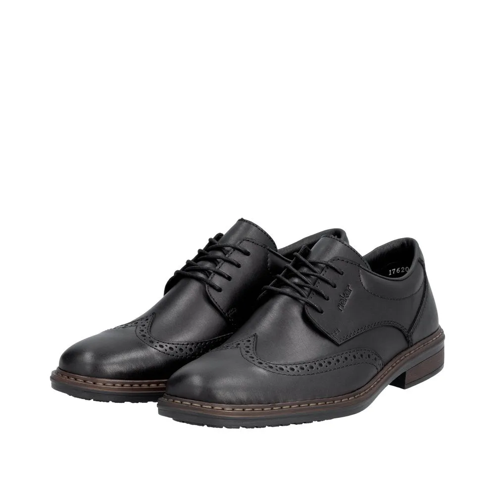 Rieker 17620-00 Mens Black Leather Lace Up Shoes