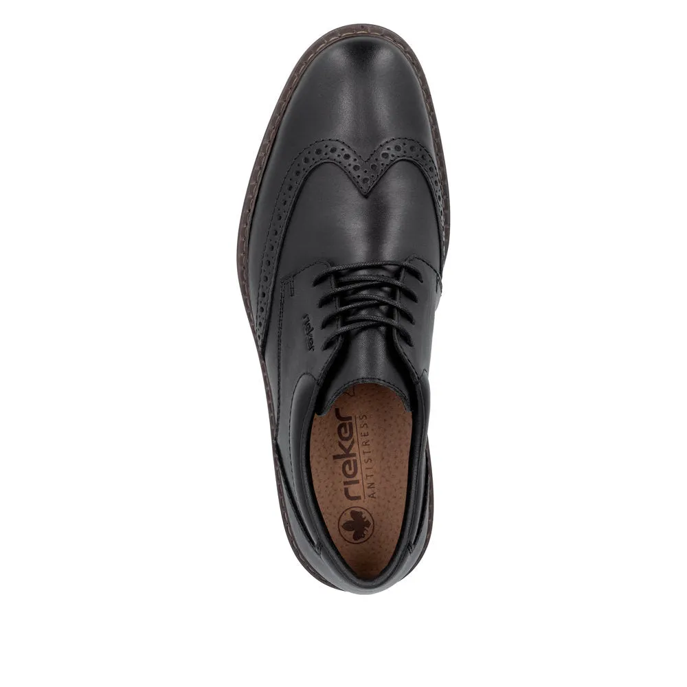 Rieker 17620-00 Mens Black Leather Lace Up Shoes