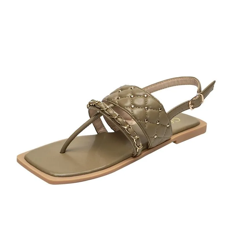 Rivet Chain Flat Sandals