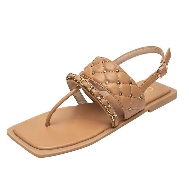 Rivet Chain Flat Sandals