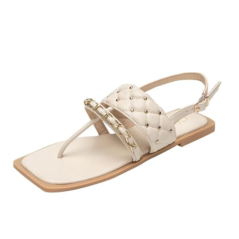 Rivet Chain Flat Sandals