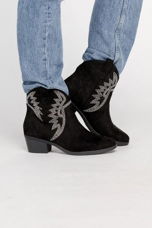 Ronan Rhinestone Western Booties