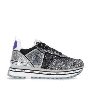 Scarpe Donna LIU JO Sneakers Platform Maxi Wonder 24 Glitter All Over Silver