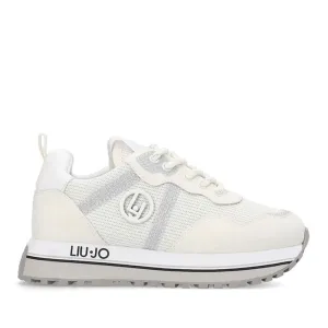 Scarpe LIU JO Sneakers Platform Maxi Wonder 518 in Brighty Mesh e Dettaglio Glitter Milk