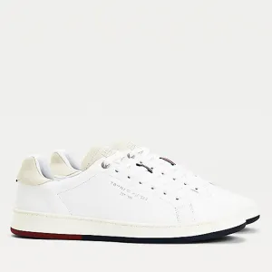 Scarpe Uomo TOMMY HILFIGER Sneakers linea Retro Tennis in Pelle colore Bianco