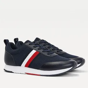 Scarpe Uomo TOMMY HILFIGER Sneakers Running linea Retro Knit Stripes in Tessuto Blu