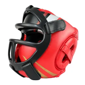 Sparring Boxing Helmet Thai Combat Competition Heads Protection Cover, Size: L(Red With Mask)