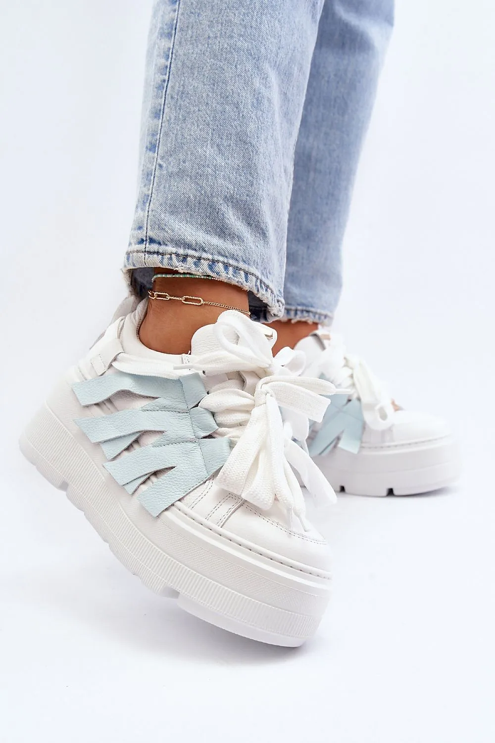 TEEK - Blue Tassels Big Laced Sneakers