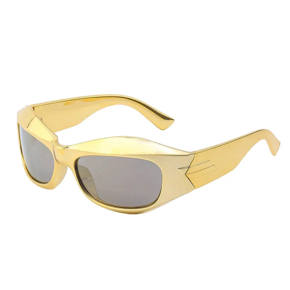 Unisex Cyberpunk Sports Luxury Gold Sliver UV400 Square Sunglasses Eyewear