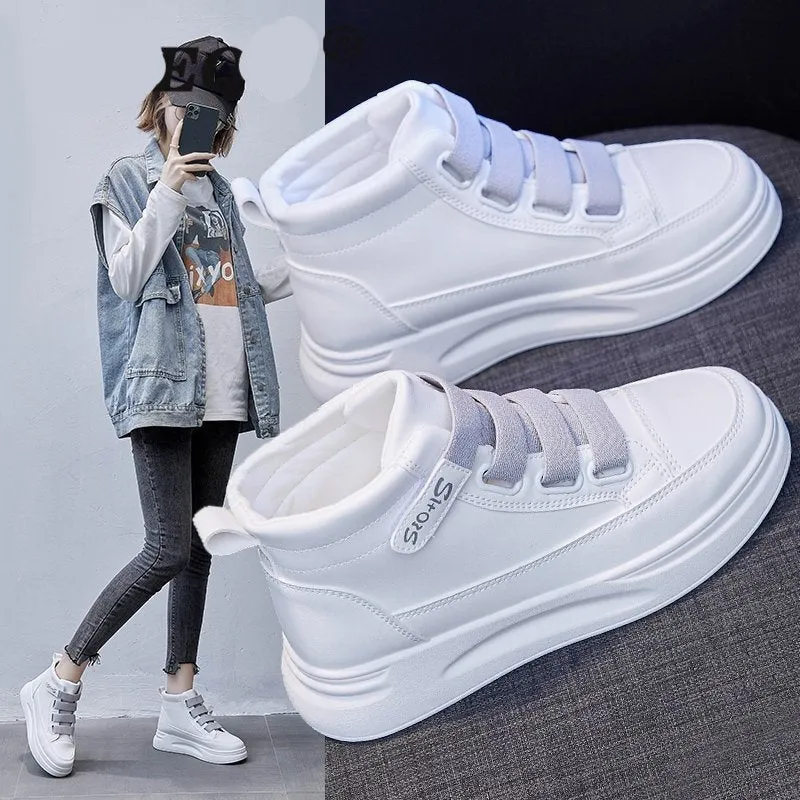 Uniwim Women Sneakers New Fashion Flock Women Casual Shoes Breathable Autumn Winter Lace-Up Flats Platform Women Shoes