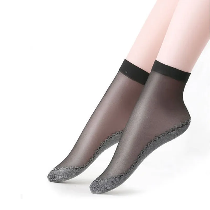 Velvet Silk Cotton Bottom Soft Women Ankle Socks