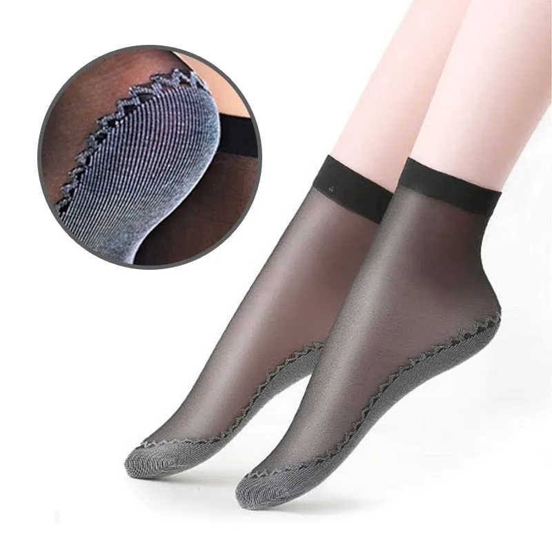 Velvet Silk Cotton Bottom Soft Women Ankle Socks