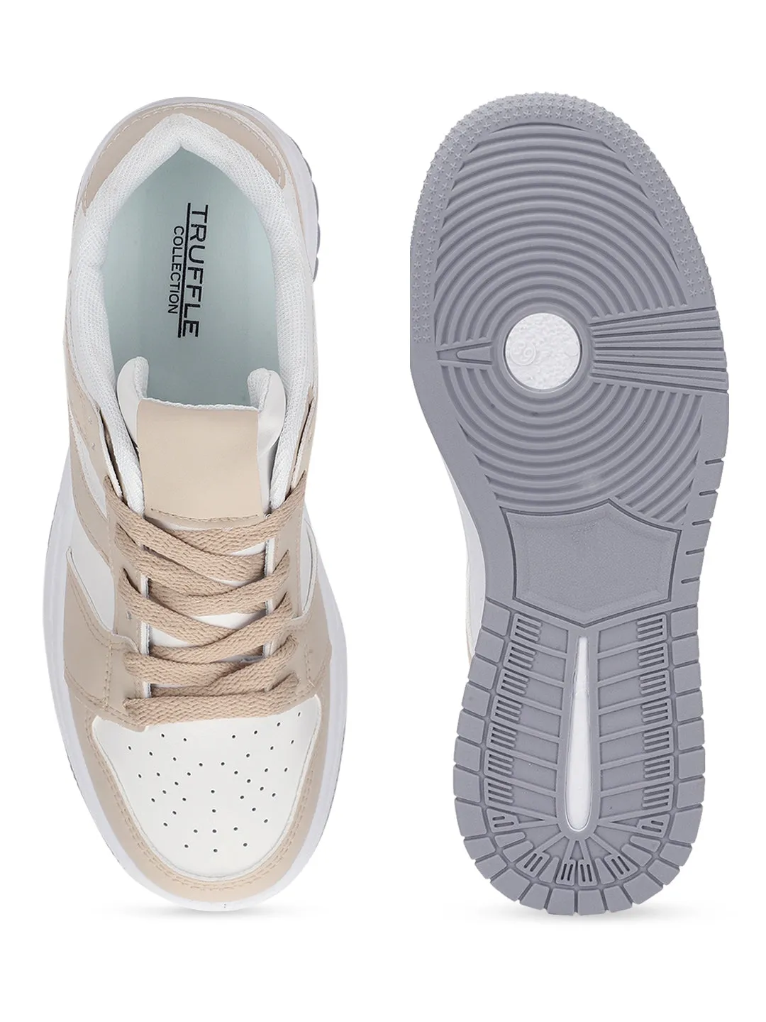 White Camel PU Stylish Lace-Up Sneakers (TC-RS3694-WHTCAM)