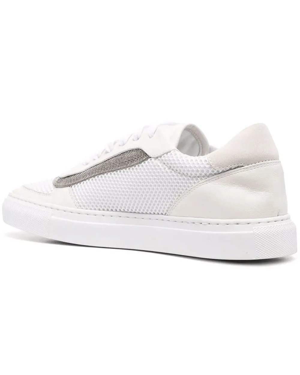 White Monili Embellished Low Top Tennis Sneaker