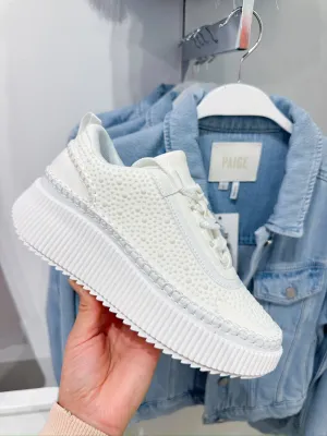 White Pearl Platform Sneakers