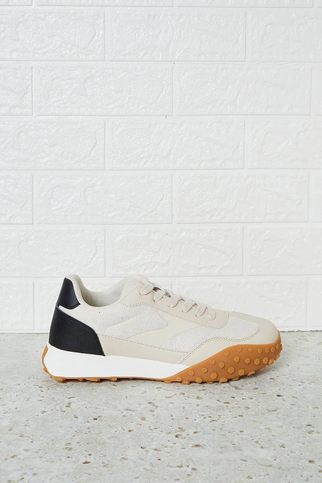 Women Beige Textured Trainers