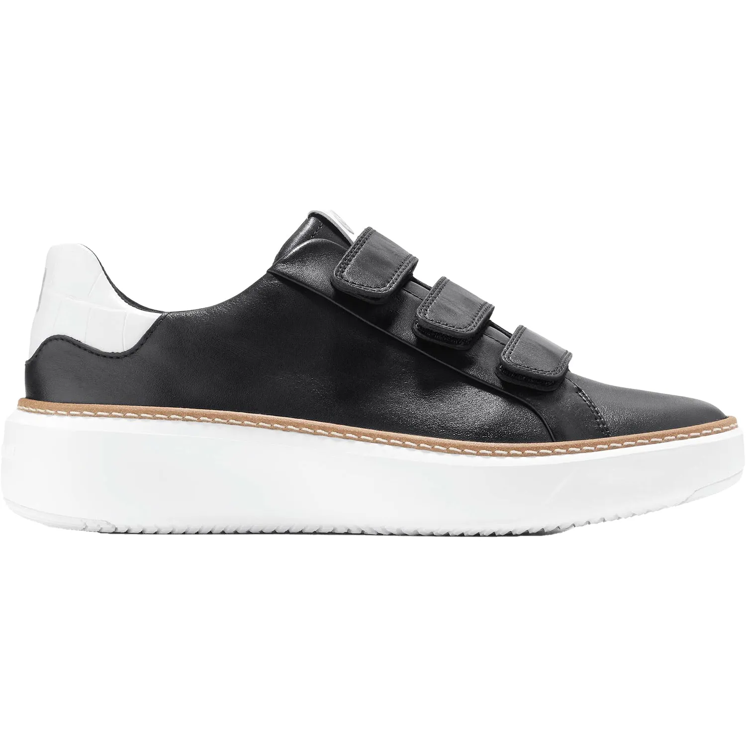 Women's Cole Haan GrandPro Topspin Triple-Strap Black/Optic White Leather