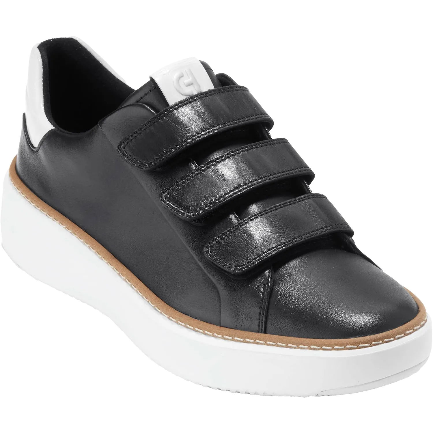 Women's Cole Haan GrandPro Topspin Triple-Strap Black/Optic White Leather