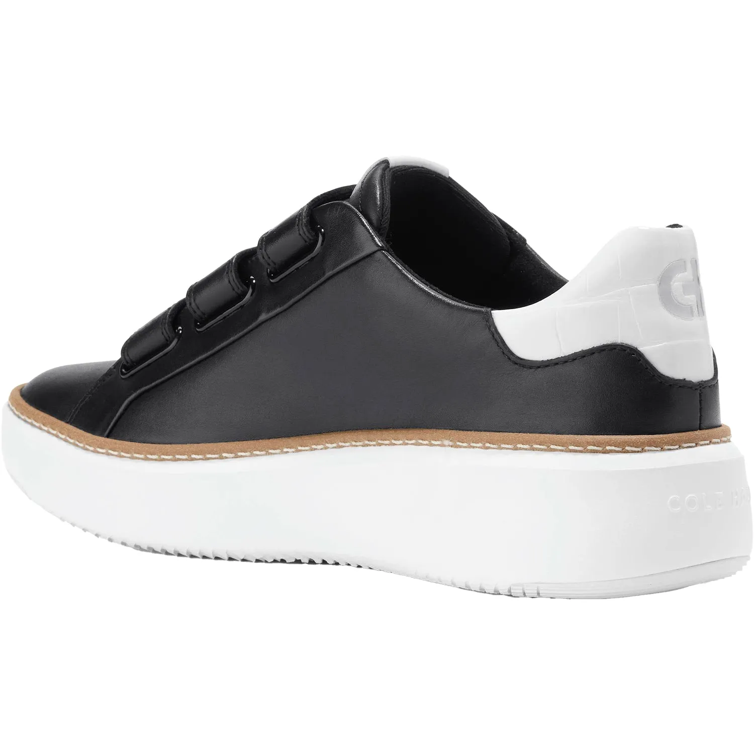 Women's Cole Haan GrandPro Topspin Triple-Strap Black/Optic White Leather