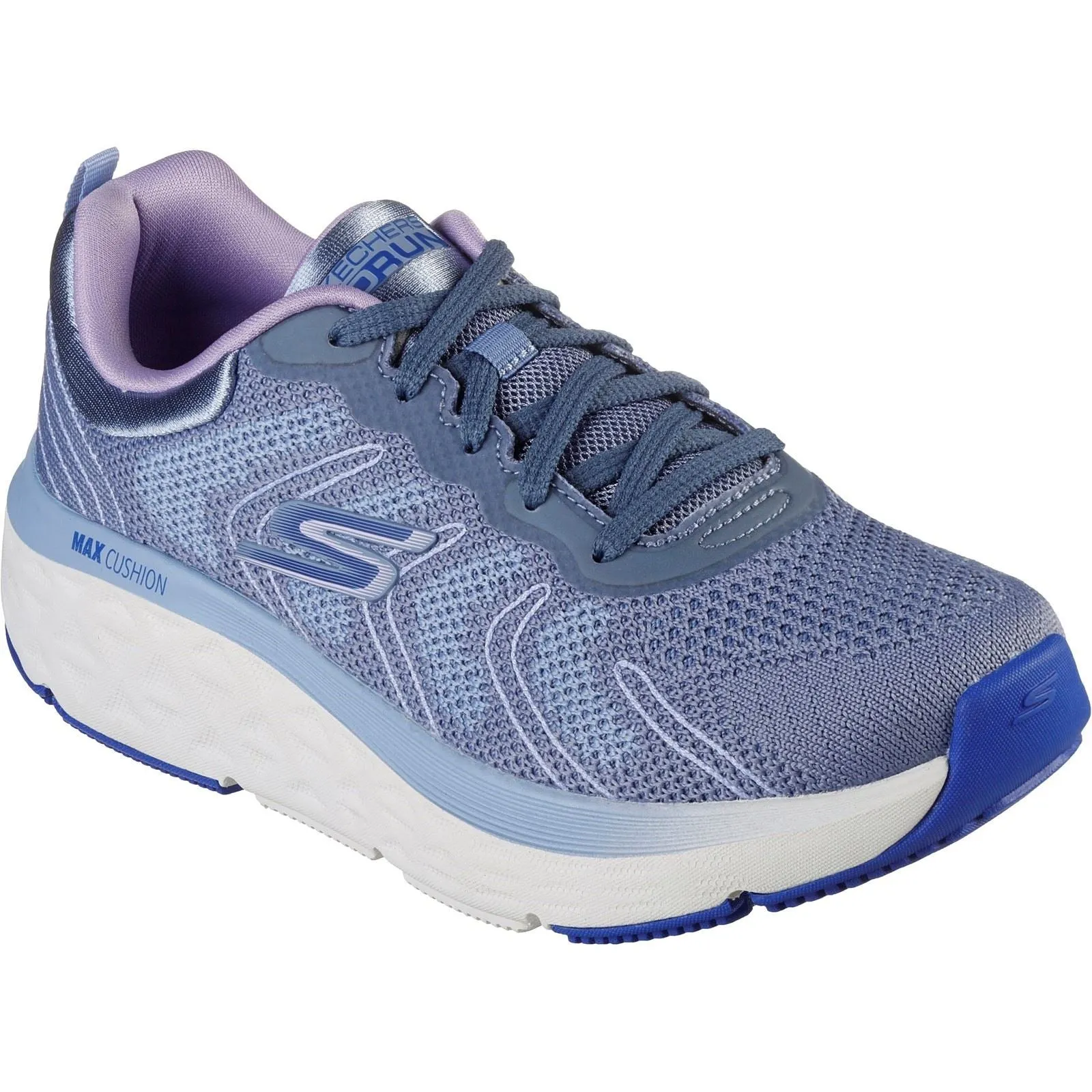 Women's Wide Fit Skechers 129120 Max Cushioning Delta Sneakers - Blue/Lavender