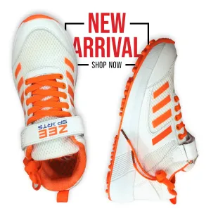 Zee Sports Cricket Shoes Rubber Spike Allrounder Mid Height With An Extra Non Slip Gel in-sole - Orange